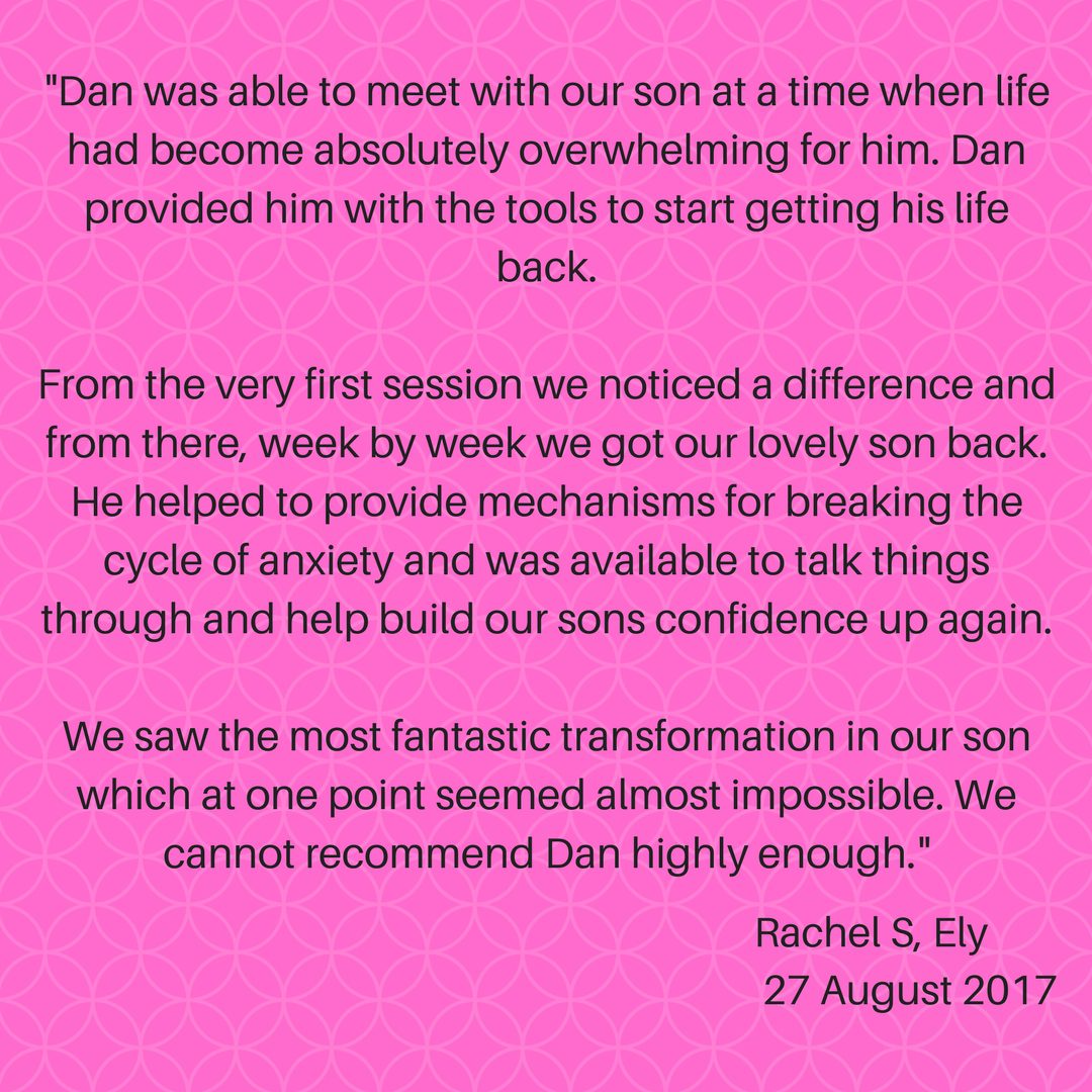 anxiety hypnotherapy testimonial dan regan hypnotherapy ely