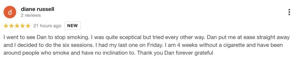 Stop smoking hypnotherapy in Ely review