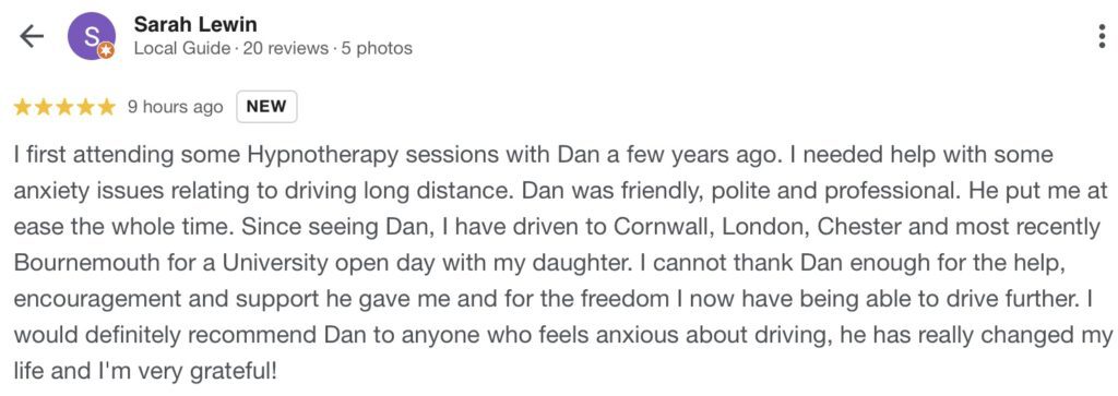 Driving Anxiety Hypnotherapy in Ely review