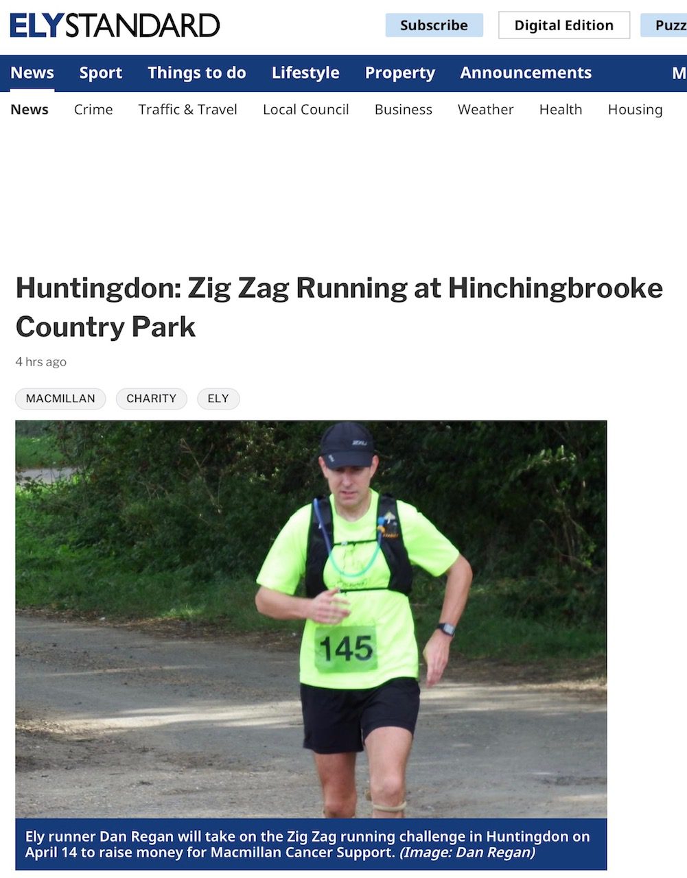 MacMillan Cancer Support Fundraising in Ely Standard