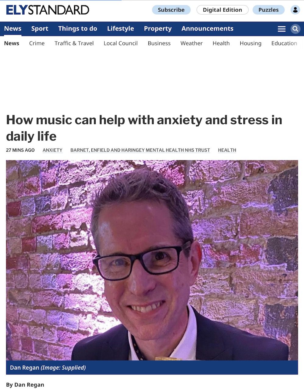 Music For Anxiety and Stress: My Latest Ely Standard Article