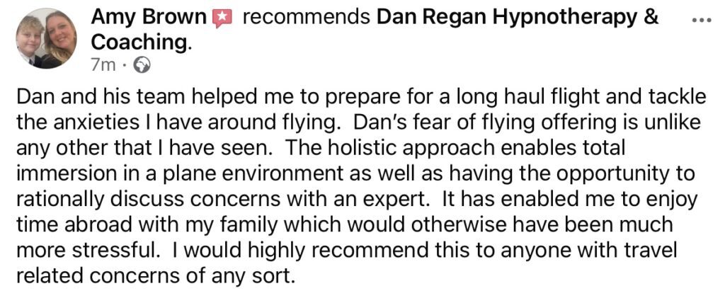 Fear of Flying Hypnotherapy in Ely Review
